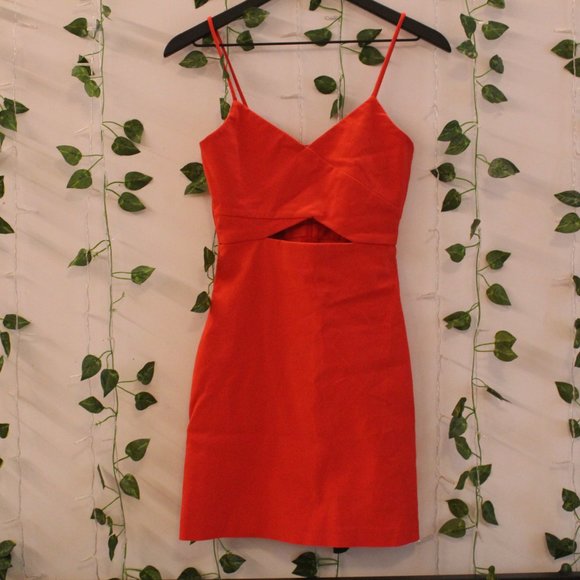 red cut out dress zara Zara Size S Satin Effect Mini Cutout Dress With Knot Detail Red